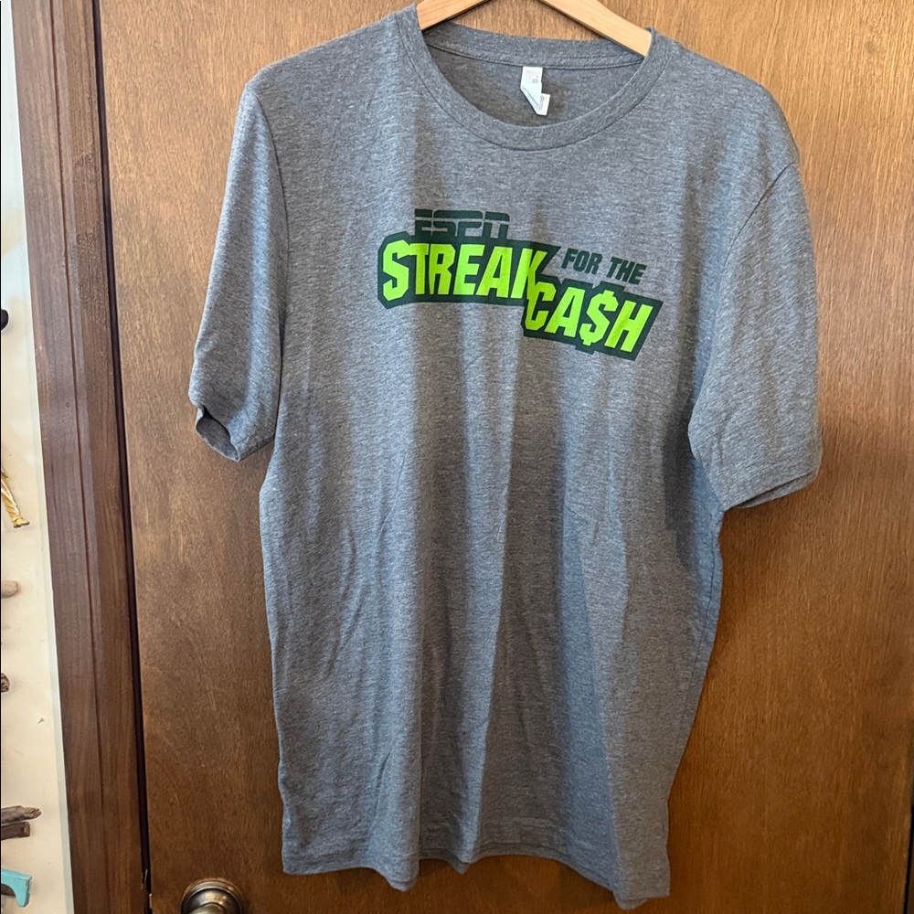 Gray Short Sleeve Tee with Neon Green 'Streak for the Cash' Graphic